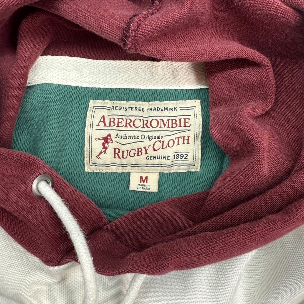 Abercrombie & Fitch Mens Colorblock Rugby Cloth Hoodie Multi Color Medium - Picture 6 of 9
